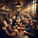 DALL·E 2023-12-23 12.53.30 - A photo that tells a story in beer photography. The scene is set in an old pub, with a focus on a group of people enjoying a round of beer. The centra.png